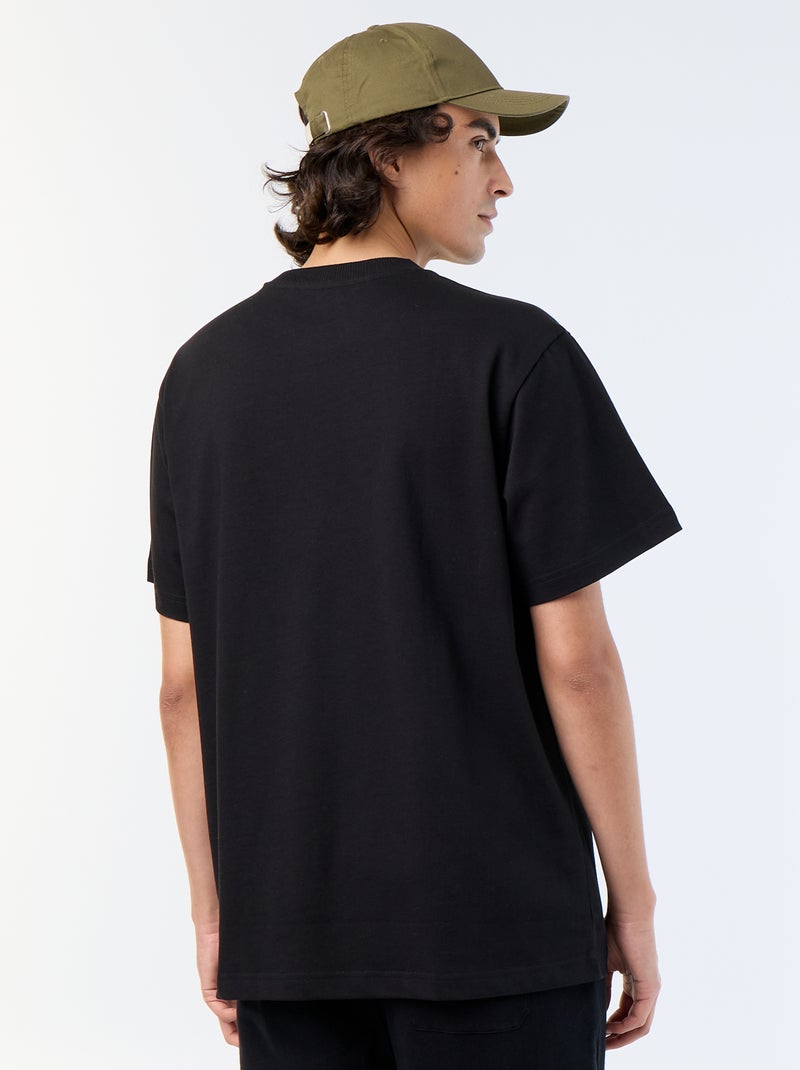 T-shirt liso de corte confortável / oversize de manga curta Preto - Kiabi