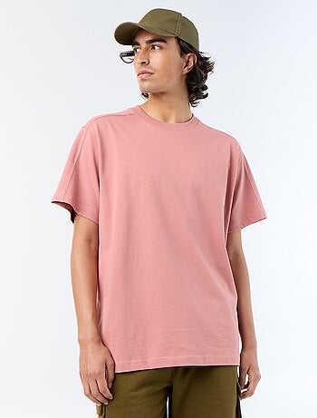 T-shirt liso de corte confortável / oversize de manga curta