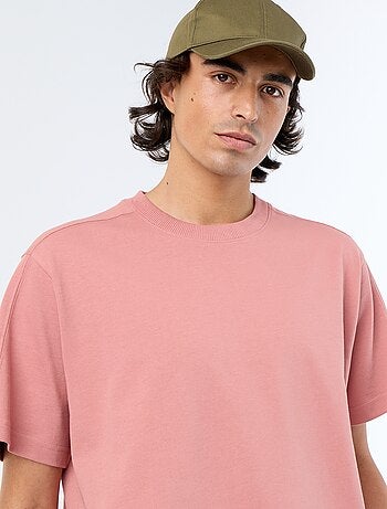 T-shirt liso de corte confortável / oversize de manga curta