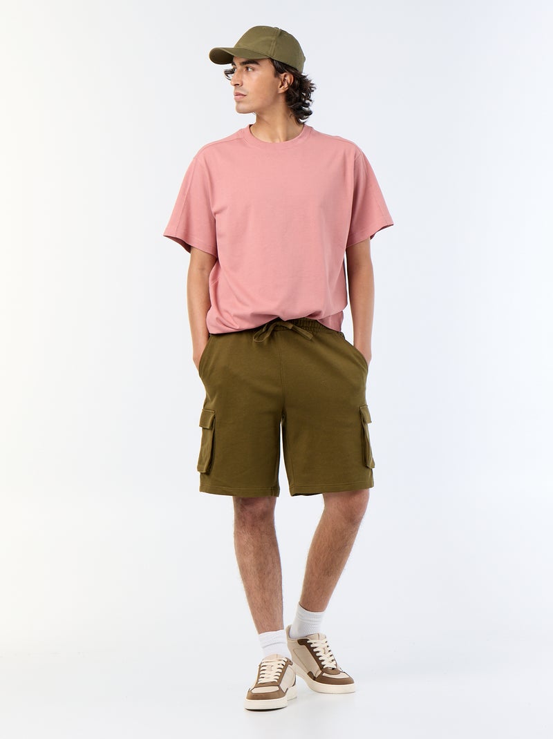 T-shirt liso de corte confortável / oversize de manga curta Rosa - Kiabi