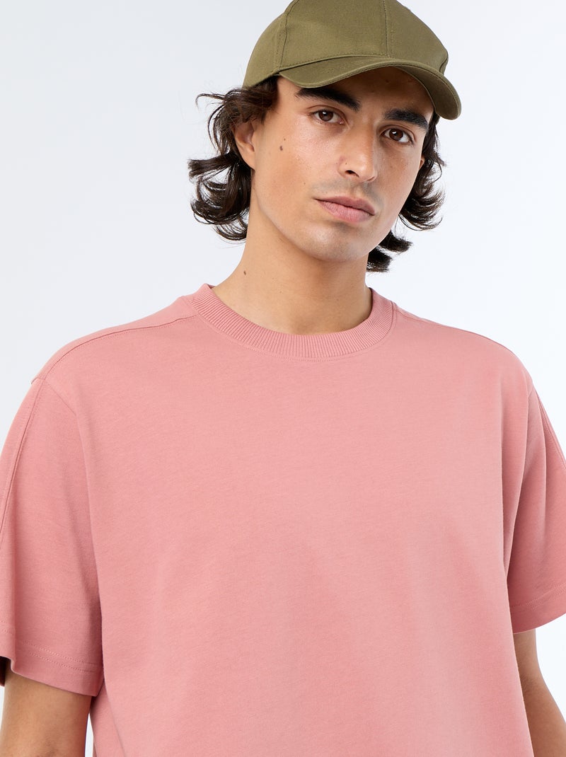 T-shirt liso de corte confortável / oversize de manga curta Rosa - Kiabi