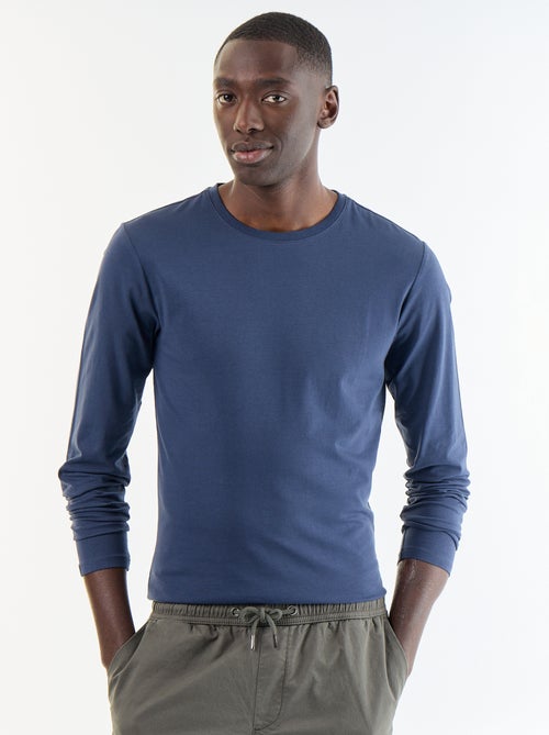 T-shirt liso de manga comprida - Kiabi