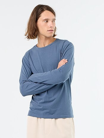 T-shirt liso de manga comprida