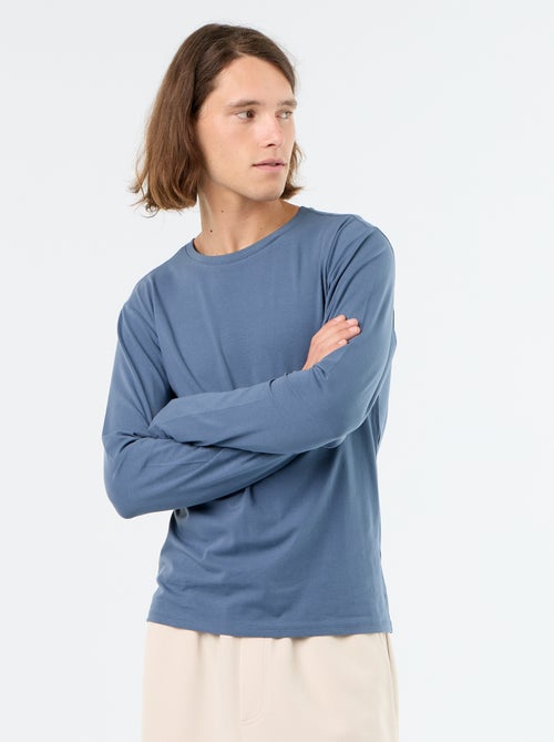 T-shirt liso de manga comprida - Kiabi