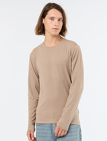 T-shirt liso de manga comprida