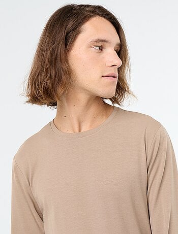 T-shirt liso de manga comprida