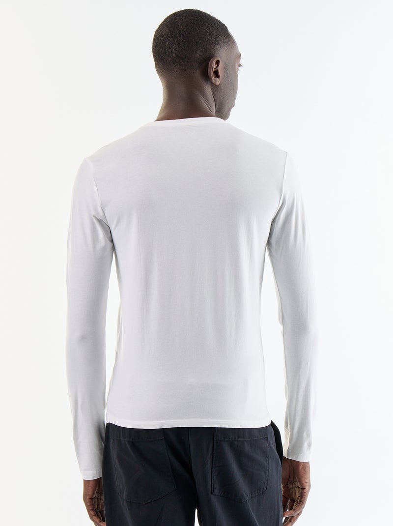 T-shirt liso de manga comprida Branco - Kiabi