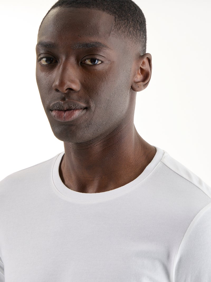 T-shirt liso de manga comprida Branco - Kiabi