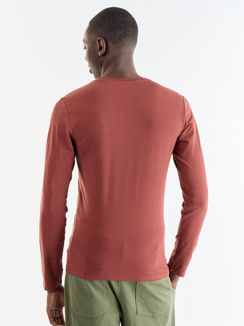 T-shirt liso de manga comprida - Kiabi