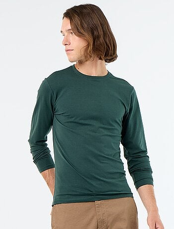 T-shirt liso de manga comprida