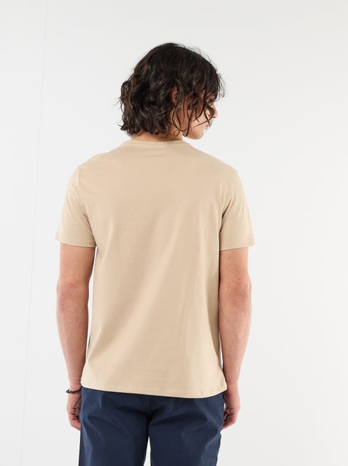 T-shirt liso de manga curta com bordado - Kiabi