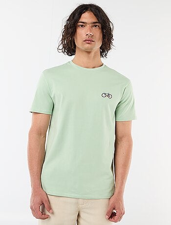 T-shirt liso de manga curta com bordado