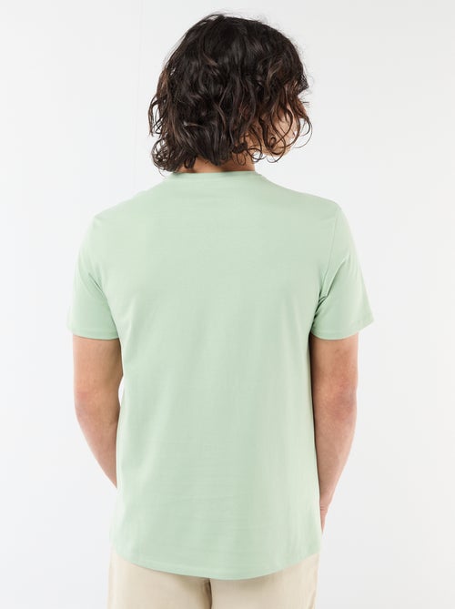 T-shirt liso de manga curta com bordado - Kiabi