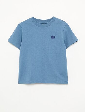 T-shirt liso de manga curta e gola redonda - Kiabi