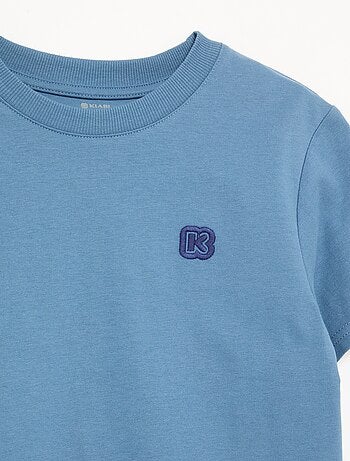 T-shirt liso de manga curta e gola redonda - Kiabi