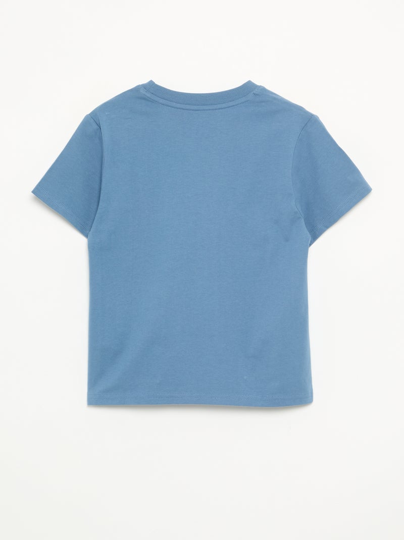 T-shirt liso de manga curta e gola redonda - Kiabi Azul - Kiabi