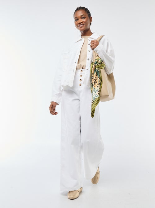 T-shirt liso de manga curta e gola redonda - Kiabi