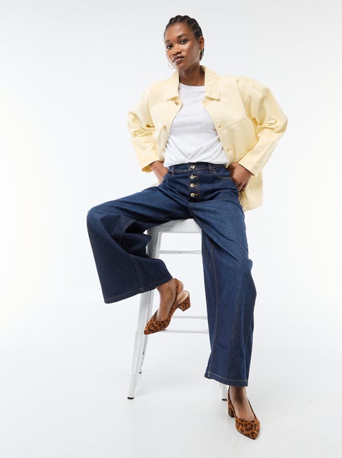 T-shirt liso de manga curta e gola redonda - Kiabi