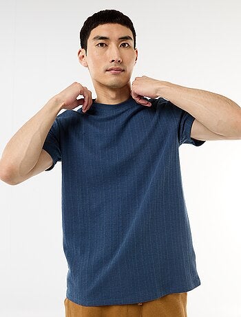 T-shirt liso de manga curta em malha fantasia