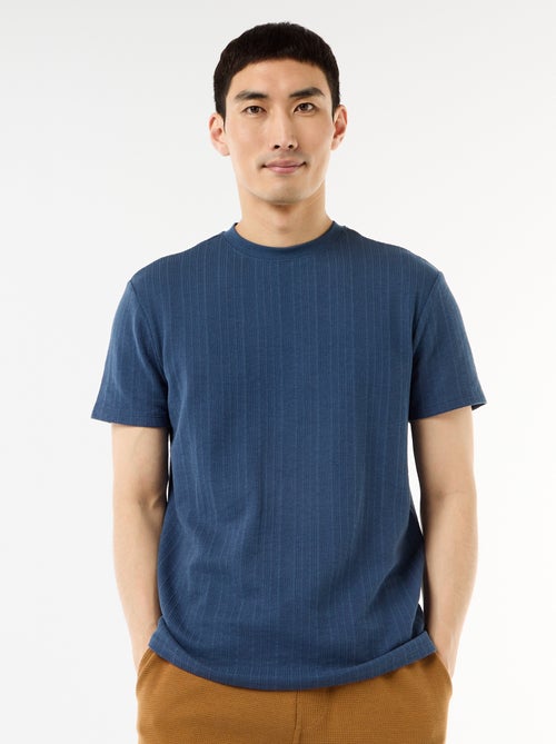 T-shirt liso de manga curta em malha fantasia - Kiabi