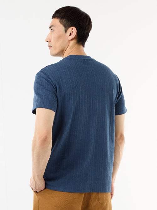 T-shirt liso de manga curta em malha fantasia - Kiabi