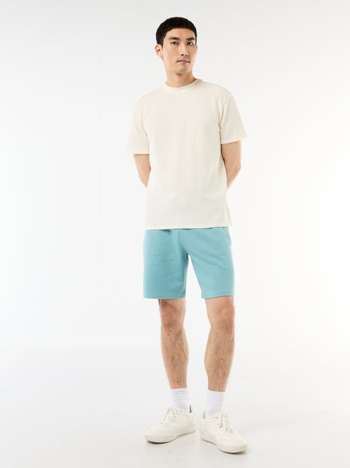 T-shirt liso de manga curta em malha fantasia - Kiabi