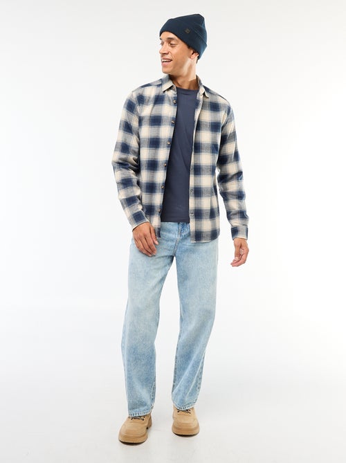 T-shirt liso de mangas compridas e gola redonda - Kiabi