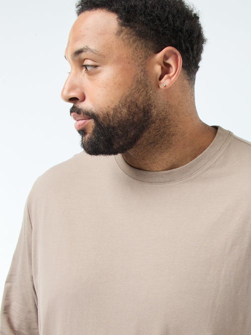 T-shirt liso de mangas compridas e gola redonda - Kiabi