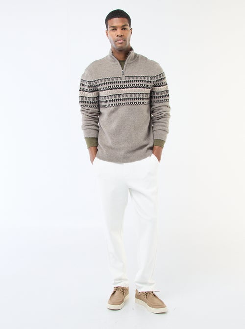 T-shirt liso de mangas compridas e gola redonda - Kiabi