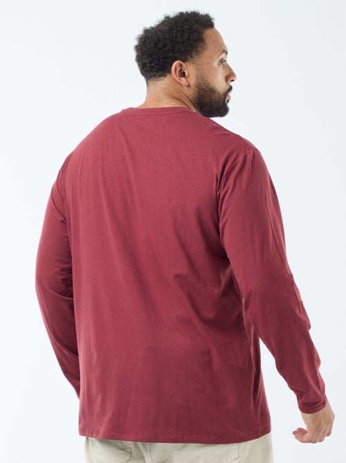 T-shirt liso de mangas compridas e gola redonda - Kiabi