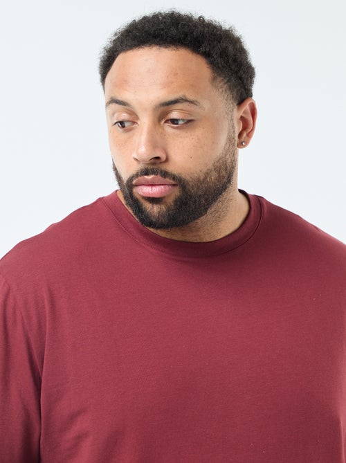 T-shirt liso de mangas compridas e gola redonda - Kiabi