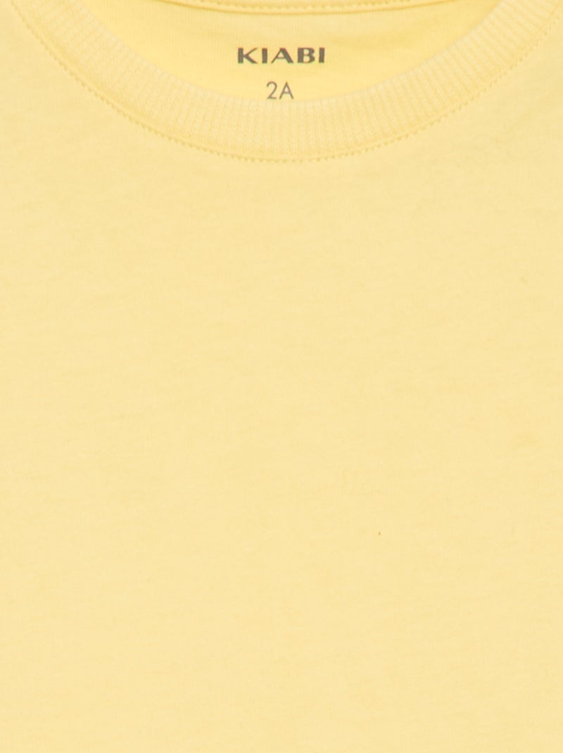 T-shirt liso em jersey de algodão Amarelo - Kiabi