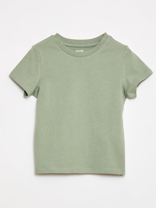 T-shirt liso em jersey de algodão - Kiabi