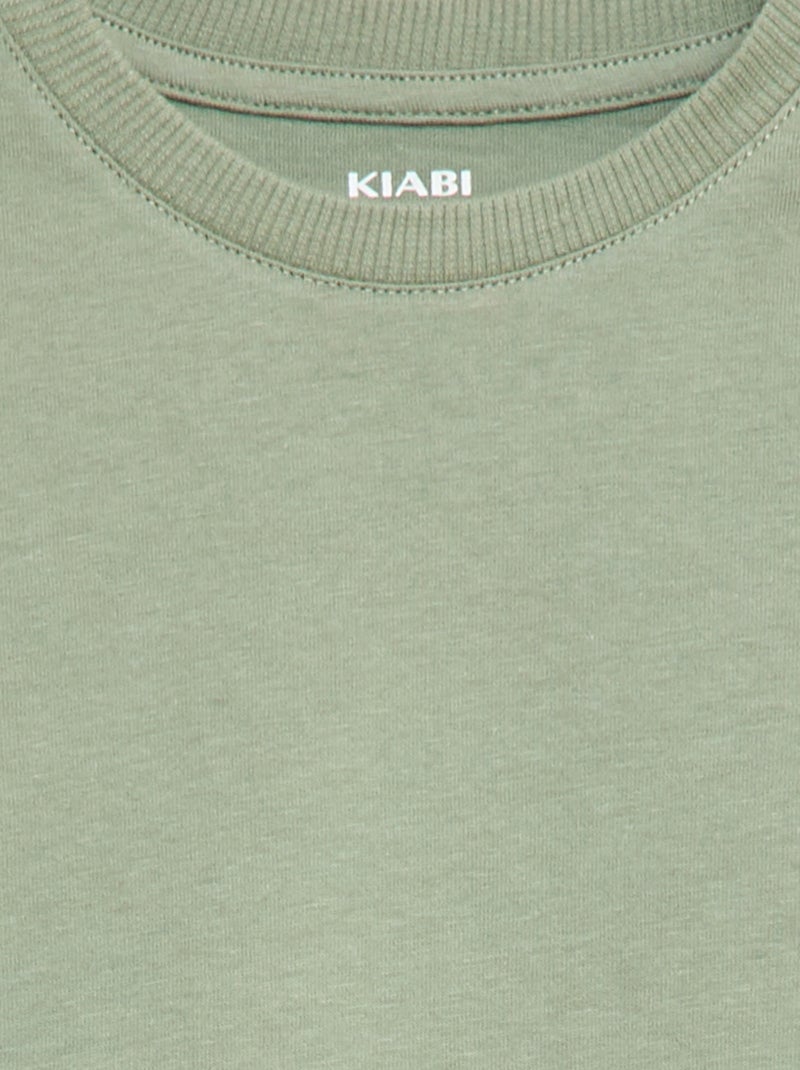 T-shirt liso em jersey de algodão Azul - Kiabi
