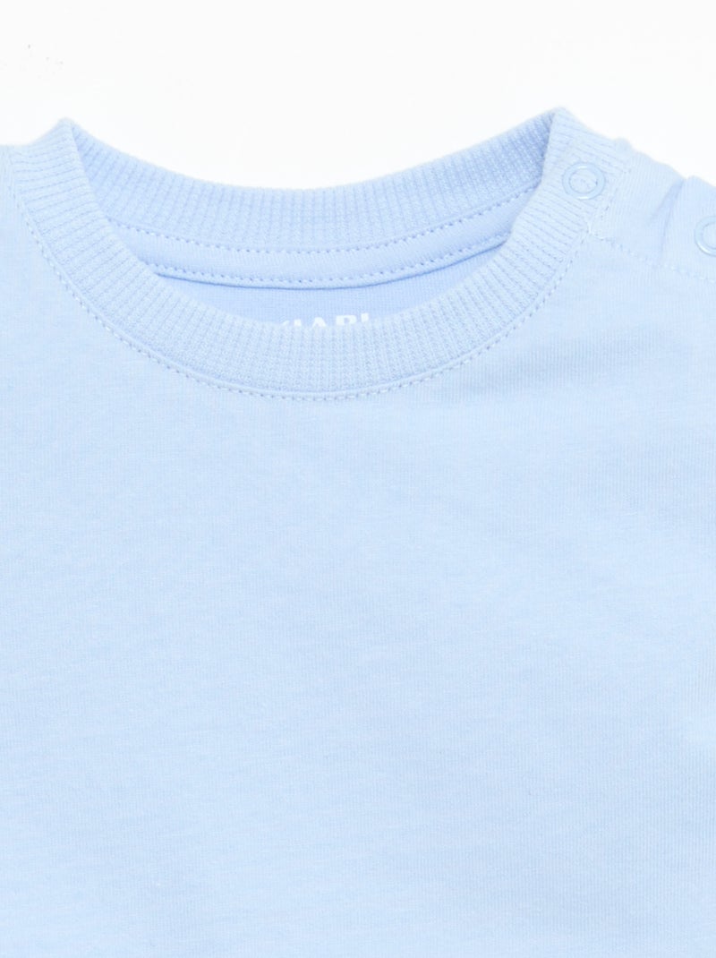 T-shirt liso em jersey de algodão Azul - Kiabi