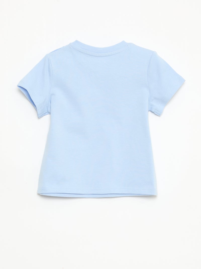 T-shirt liso em jersey de algodão Azul - Kiabi