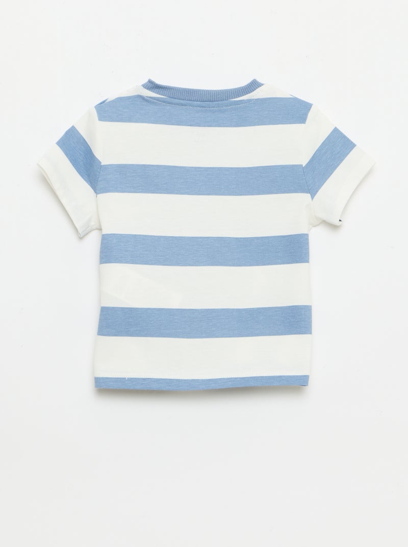 T-shirt liso em jersey de algodão Azul - Kiabi
