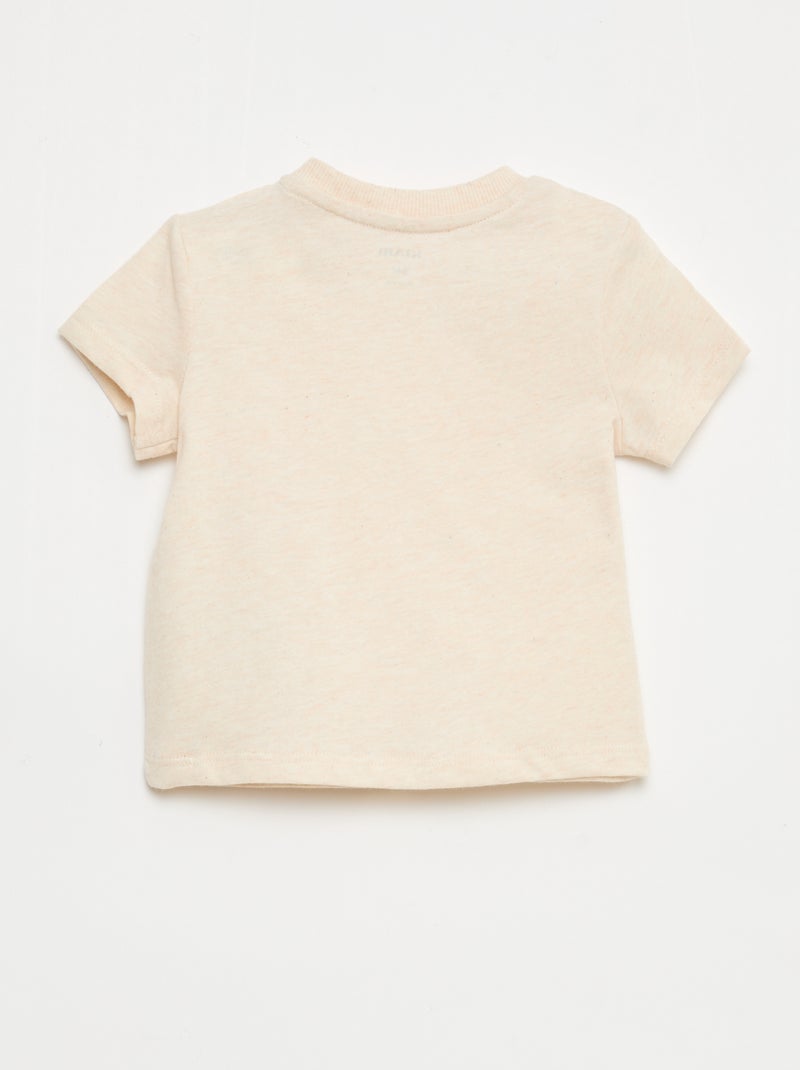 T-shirt liso em jersey de algodão Bege - Kiabi