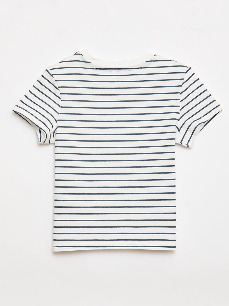 T-shirt liso em jersey de algodão Branco - Kiabi