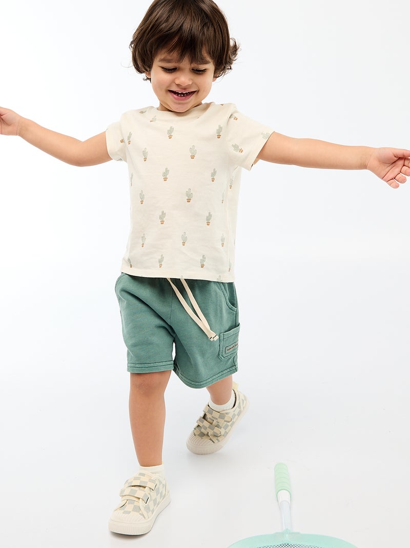 T-shirt liso em jersey de algodão Branco - Kiabi