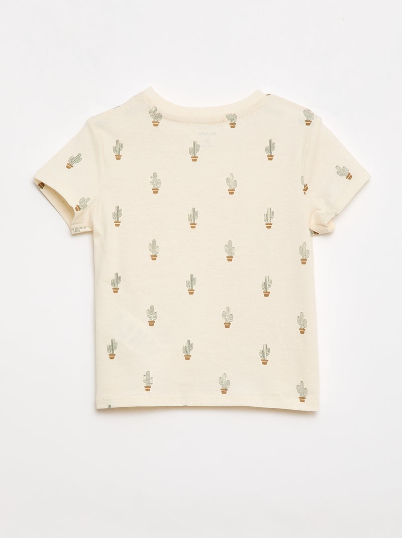 T-shirt liso em jersey de algodão Branco - Kiabi