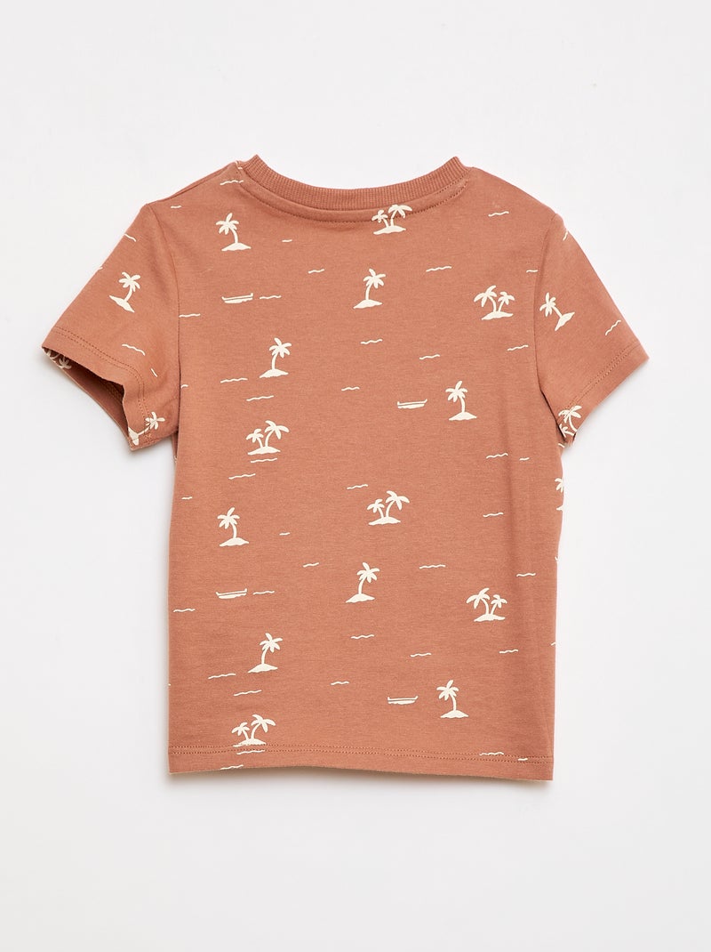 T-shirt liso em jersey de algodão Castanho - Kiabi