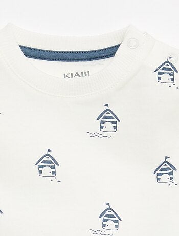 T-shirt liso em jersey de algodão