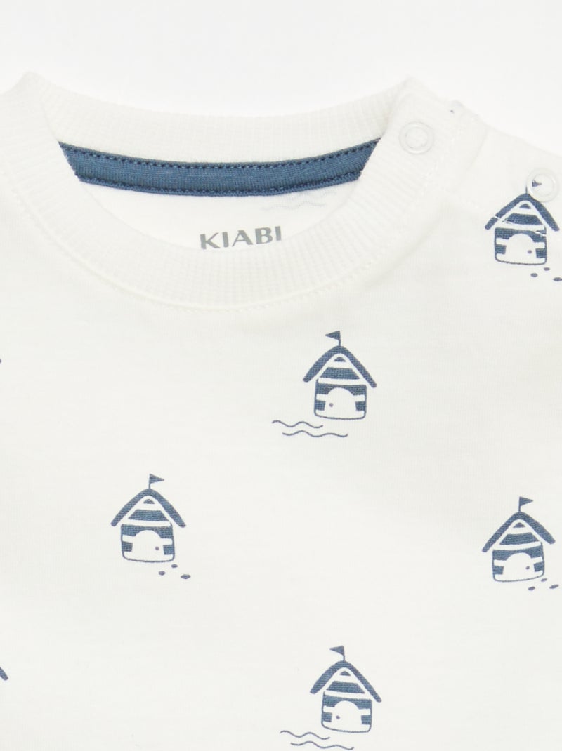 T-shirt liso em jersey de algodão Violeta - Kiabi