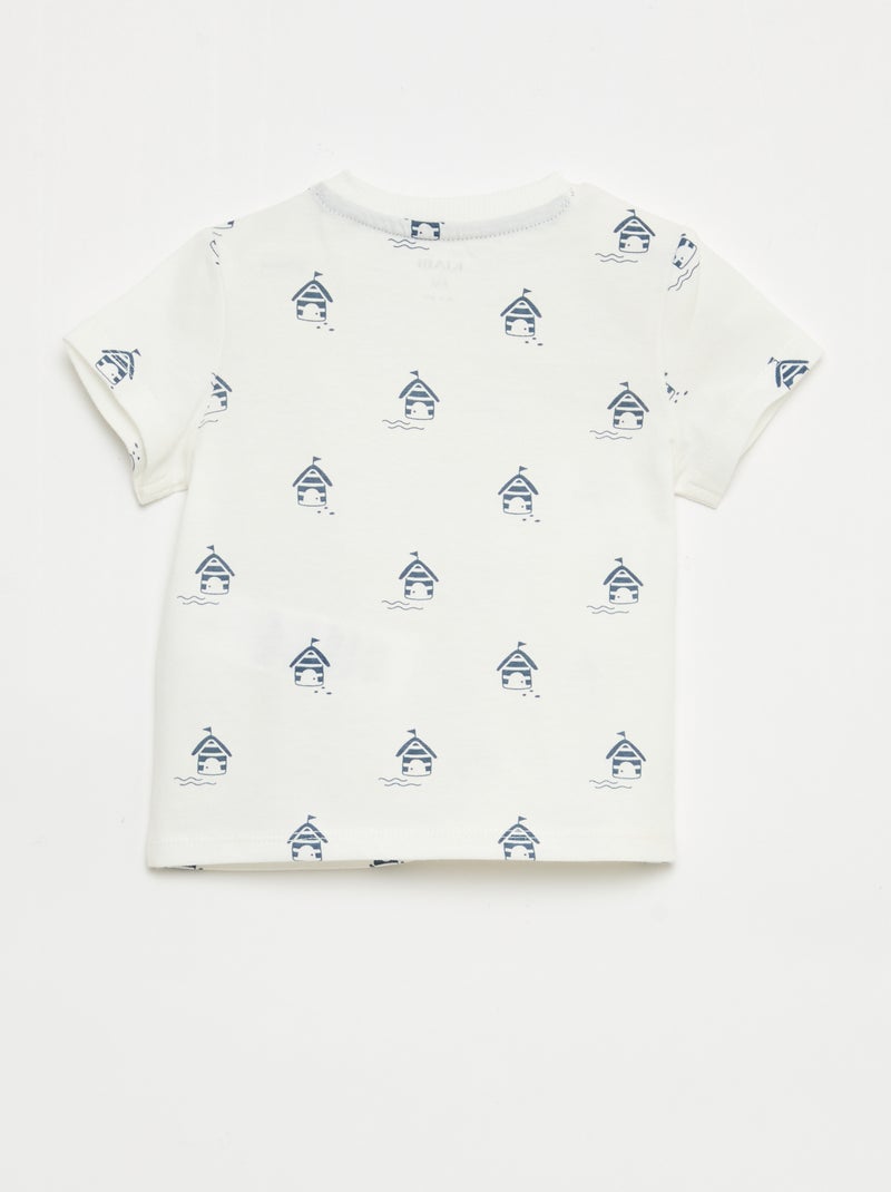 T-shirt liso em jersey de algodão Violeta - Kiabi