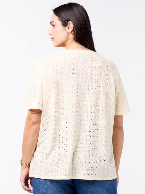 T-shirt liso em malha rendada - Kiabi