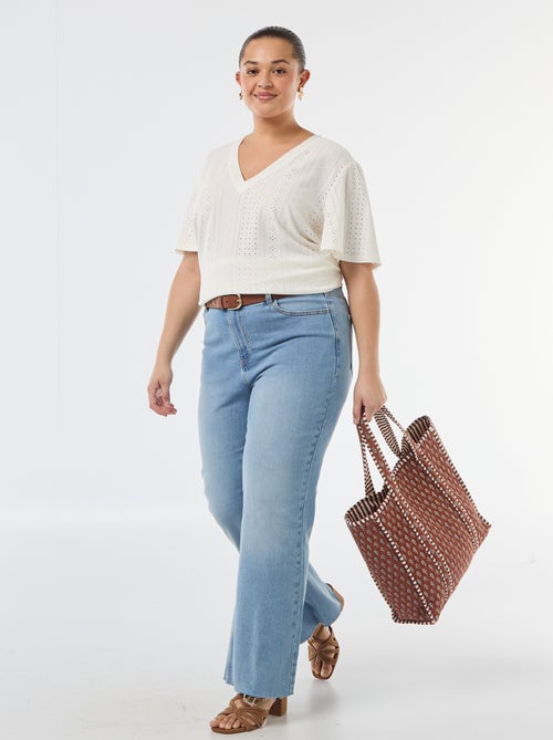 T-shirt liso em malha rendada - Kiabi