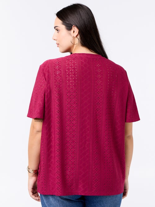 T-shirt liso em malha rendada - Kiabi