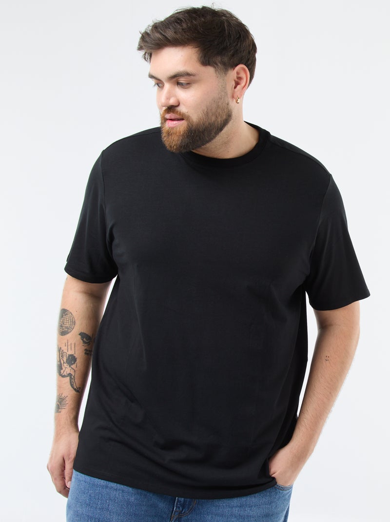 T-shirt liso regular fit Preto - Kiabi