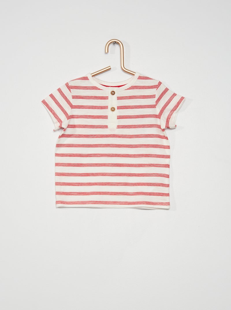 T-shirt Listrado Vermelho - Kiabi